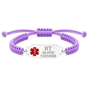 Medical Alert Braided Bracelet for Men & Women, Laser Engraved Medical ID or Editable Dynamic QR Code Wristband, Waterproof Emergency Health Information Bracelet for Daily Wear, Sports & Travel