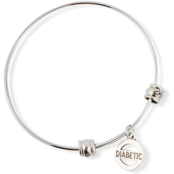 Medical Alert Diabetic ID Bracelet Bangle Stainless Steel Gift for Women and Men Awareness Jewelry
