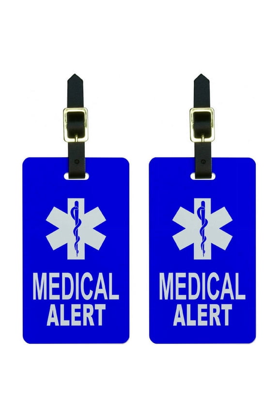 Medical Alert Emergency Star of Life Luggage Tags Suitcase ID, Set of 2