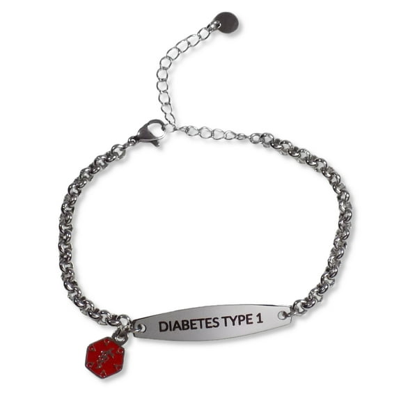 ⚕️Medical Alert ID Bracelet - Diabetes Type 1 or Type 2 - Stainless Steel Chain