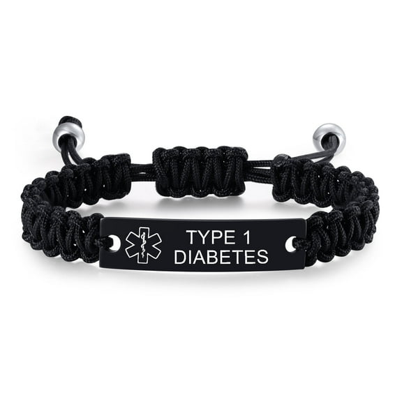 Medical Alert ID Bracelet for Men, Emergency First Aid Medic Bracelets, Handmade Braided Rope Medic Alert Bracelet