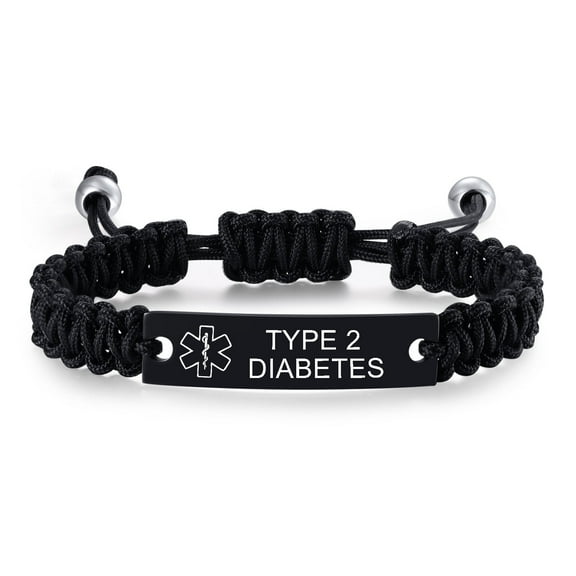 Medical Alert ID Bracelet for Men, Emergency First Aid Medic Bracelets, Handmade Braided Rope Medic Alert Bracelet