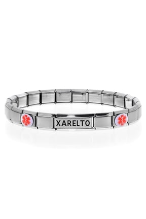Medical Alert ID Bracelet on XARELTO Medication, Modular Charm Style - SIZE OPTION A