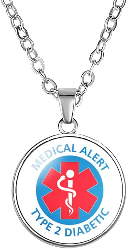 Medical Alert Necklaces For Men Women Type 1/2 Diabetes Diabetic ...