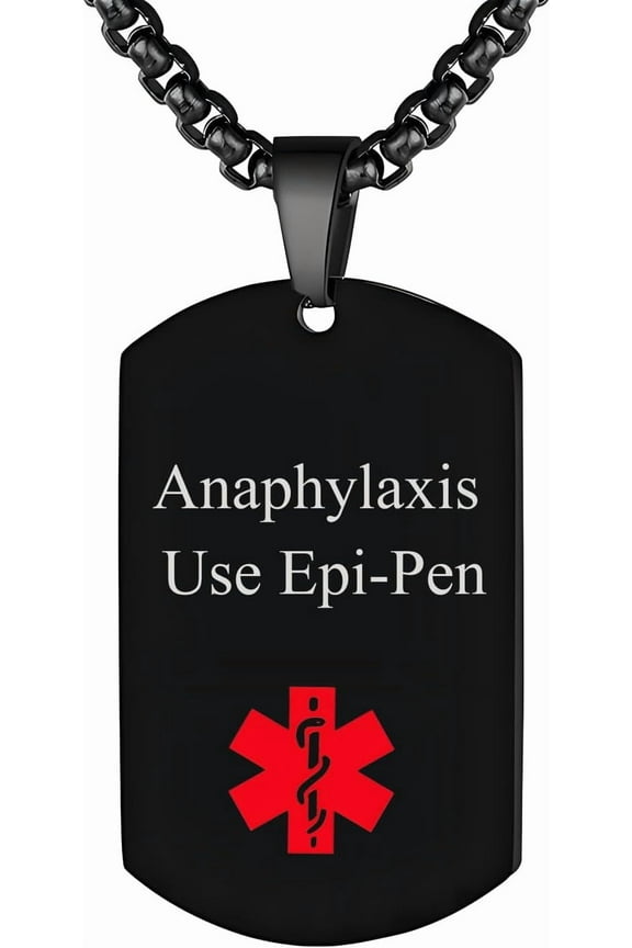 Medical Alert Pendant Necklace Custom Engraved Name ID Tag Stainless Steel Necklace Emergency Med Alert Necklace for Men Women Medical Alert Jewelry,60CM/23.6" Chain[k949]