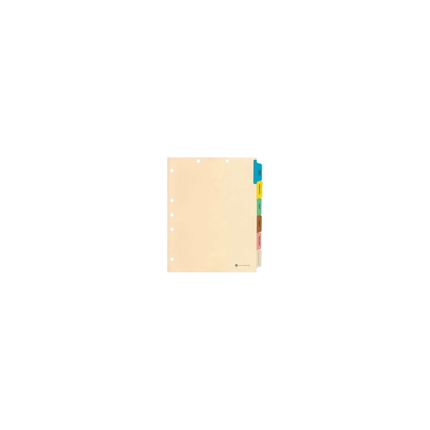 Medical Arts Press 6-Tab Chart Medical Indexes 33159