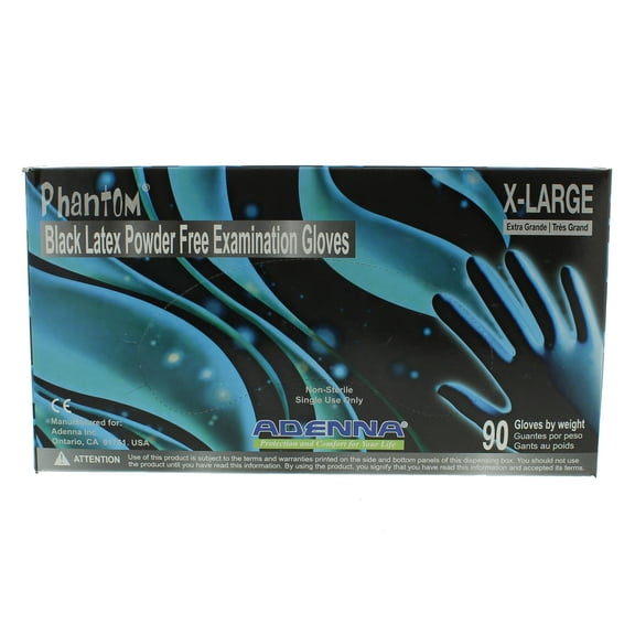 Medical Arts Press Adenna Phantom Powder Free Black Latex Gloves APBL108918