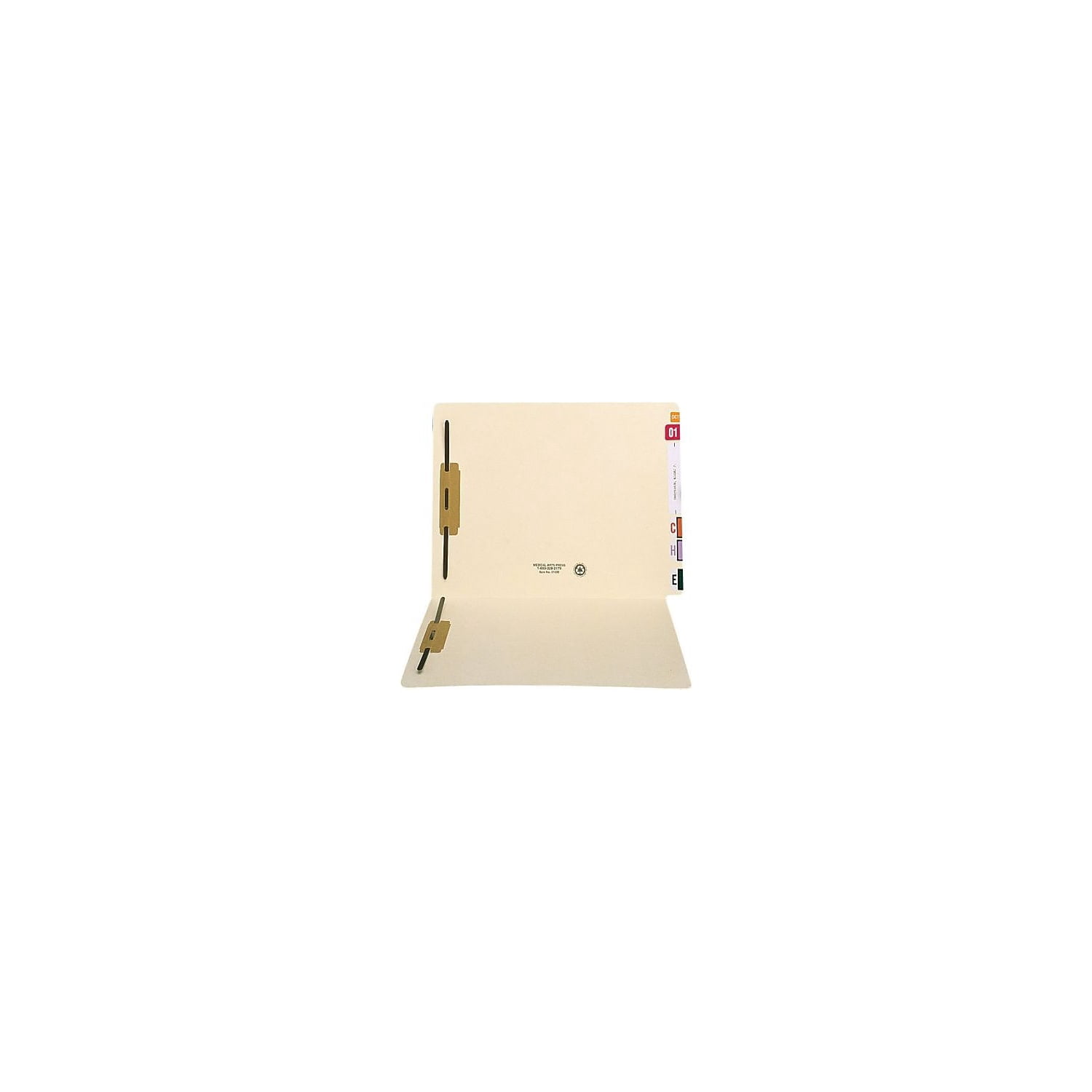 Medical Arts Press Heavy-Duty End Tab Fastener Folders, Manila, 50/Box