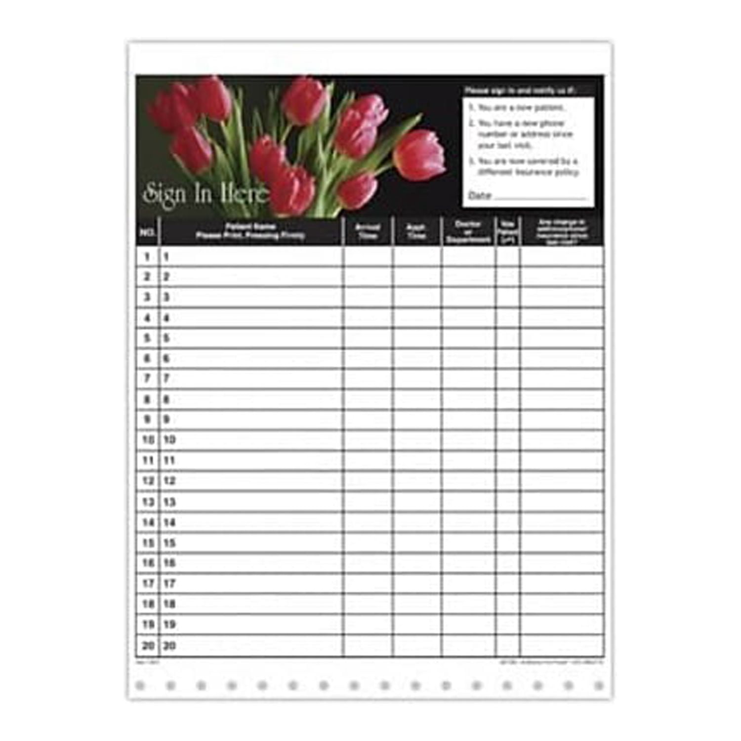 Medical Arts Press Privacy Sign-In Sheets Tulips 27320 - Walmart.com