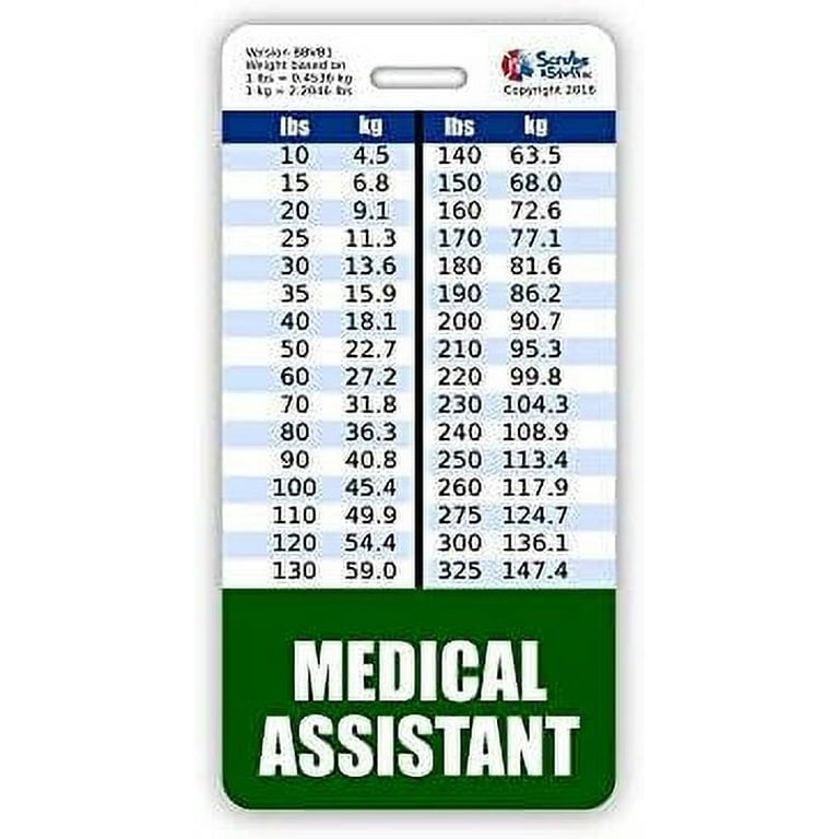 Medical Assistant Badge Vertical w/Height & Weight Conversion