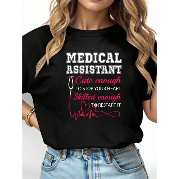 Medical Assistant Cute Nurse Stop Heart Male Female Nursing T-Shirt