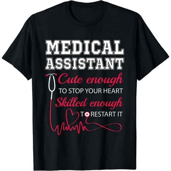 Medical Assistant Cute Nurse Stop Heart Male Female Nursing T-Shirt