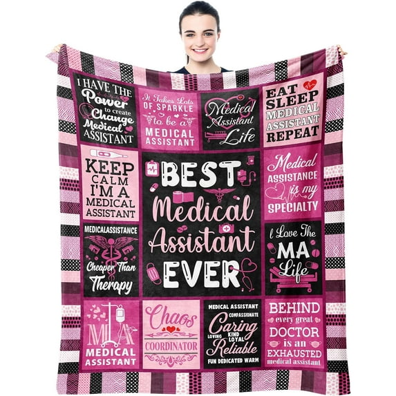 Medical Assistant Gifts Blanket 50"x60", Medical Assistant Gifts for Women, Birthday Gifts for Medical Assistants, MA Gifts, Appreciation Gifts for Medical Assistant, Medical Assistant Week