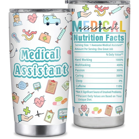 Medical Assistant Gifts, Medical Assistant Appreciation Week Gifts for Women Men, Best MA thematic 20oz Insulated Stainless Steel Tumbler, Funny MA Gift Ideas for Coworker