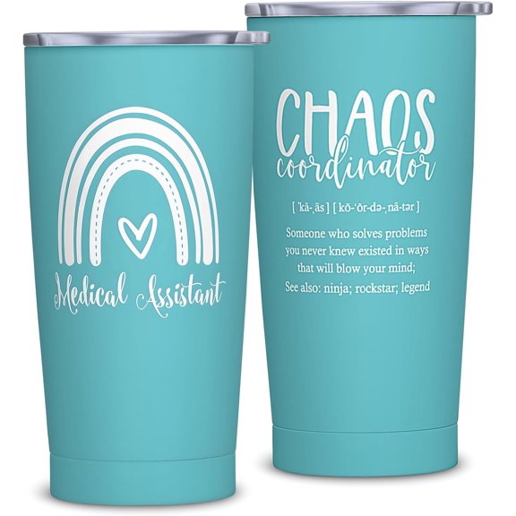 Medical Assistant Gifts for Women - MA Appreciation Gifts - Funny MA Gift Ideas - Birthday, Thank You Gift for Medical Assistant, 20 oz Stainless Steel Tumbler With Lid & Straw