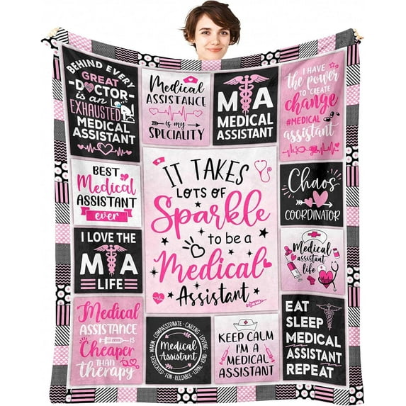 Medical Assistant Gifts for Women, MA Week Gifts for Medical Assistants, MA Appreciation Gift Throw Blankets 60" x 50", Gifts for Medical Assistant on Medical Assistant Week, Birthday, Christmas