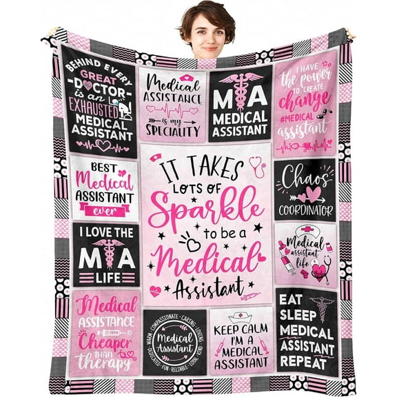 Medical Assistant Gifts for Women, MA Week Gifts for Medical Assistants, MA Appreciation Gift Throw Blankets 60" x 50", Gifts for Medical Assistant on Medical Assistant Week, Birthday, Christmas