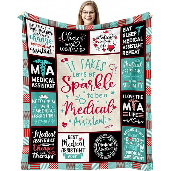 Medical Assistant Gifts for Women - MA Week Gifts - Gifts for Medical Assistants - Medical Assistant Appreciation Gifts Bulk - MA Week Appreciation Gift - Best MA Gifts Throw Blanket 60"X 50"