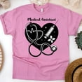 thumbnail image 1 of Medical Assistant Graphic T-Shirt with Heart and Stethoscope Design, Azalea, Size S, 1 of 6