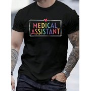 Medical Assistant MA CMA Nursing Doctor Assistant Student Men's Cotton Crew Neck Graphic Tee Casual Short Sleeve Solid T-Shirt