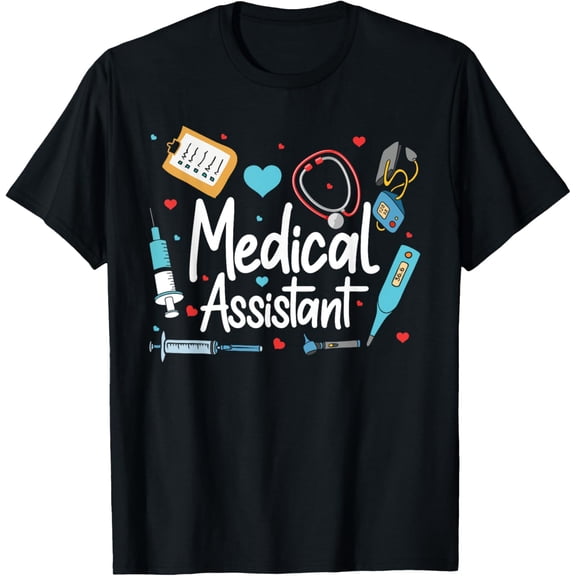 Medical Assistant MA CMA nursing Doctor Assistant Student T-ShirtMen and women, White Black T-shirt, size: Extra large S-4XL