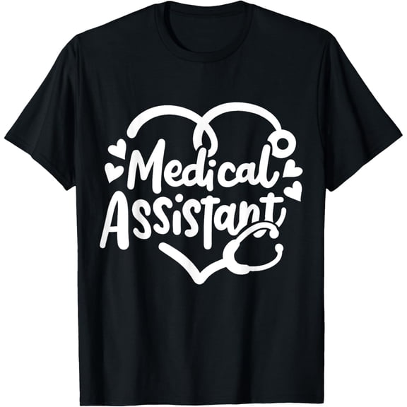 Medical Assistant MA Certified Medical Assistant CMA T-ShirtMen's and women's gift, black and white T-shirt, size: Extra large S-4XL