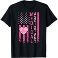 thumbnail image 1 of Medical Assistant MA Nurse Heart Heartbeat American Flag T-Shirt, 1 of 4