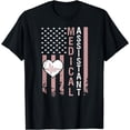 thumbnail image 1 of Medical Assistant MA Nurse Heart Heartbeat American Flag T-Shirt, 1 of 4
