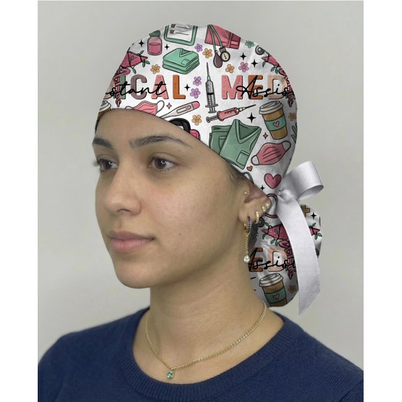 Medical Assistant Scrub Cap Cute Funny MA Surgical Hat, Healthcare Scrub Hat, Gift for Medical Assistant Nurse CNA