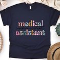 thumbnail image 1 of Medical Assistant Shirt | Cute Pastel Healthcare Worker Tee, Navy, Size L, 1 of 6