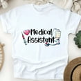 thumbnail image 1 of Medical Assistant Shirt | Stethoscope Syringe Healthcare Tee, White, Size S, 1 of 6