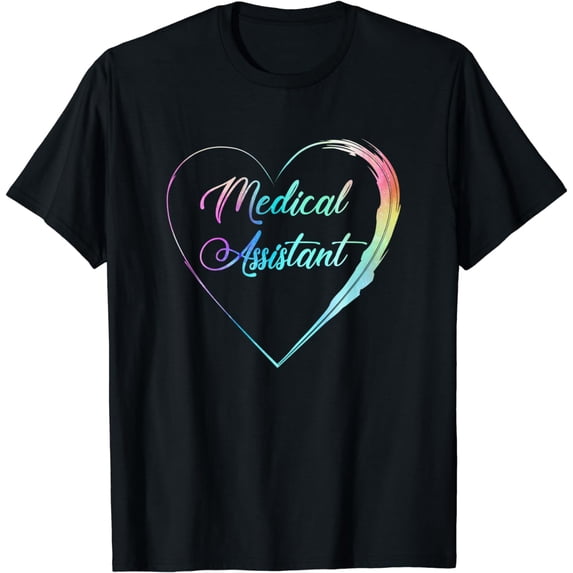 Medical Assistant T Shirt: Trendy Colorful Heart Beat Tee