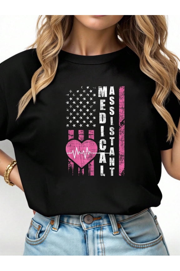 Medical Assistant - USA Flag Healthcare Worker Nurse Week MA T-Shirt for Women Men