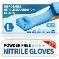 Medical Blue Nitrile Disposable Exam Gloves, 4.5 Mil 100 Pcs, Chemical Resistant Powder-Free Latex-Free Food-Safe