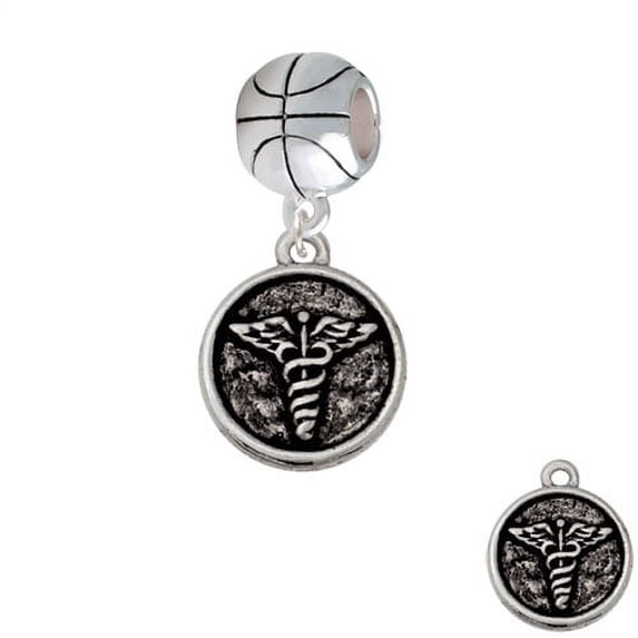 Medical Caduceus Seal - Basketball Charm Bead