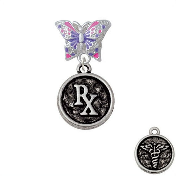 Medical Caduceus Seal - Rx - Butterfly Charm Bead