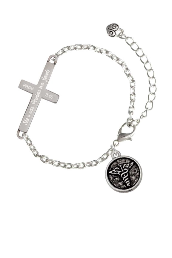 Medical Caduceus Seal - She is More Precious - Cross Bracelet