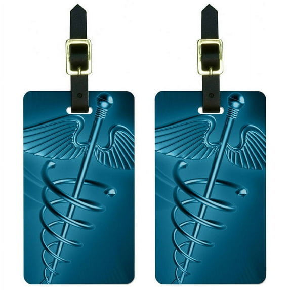 Medical Caduceus Symbol EMT RN MD Luggage Tags Suitcase Carry-On ID, Set of 2