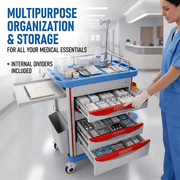 Medical Cart,440 lbs Capacity Emergency Cart,5-Drawer Rolling Crash Cart,Clinical Cart with IV Pole
