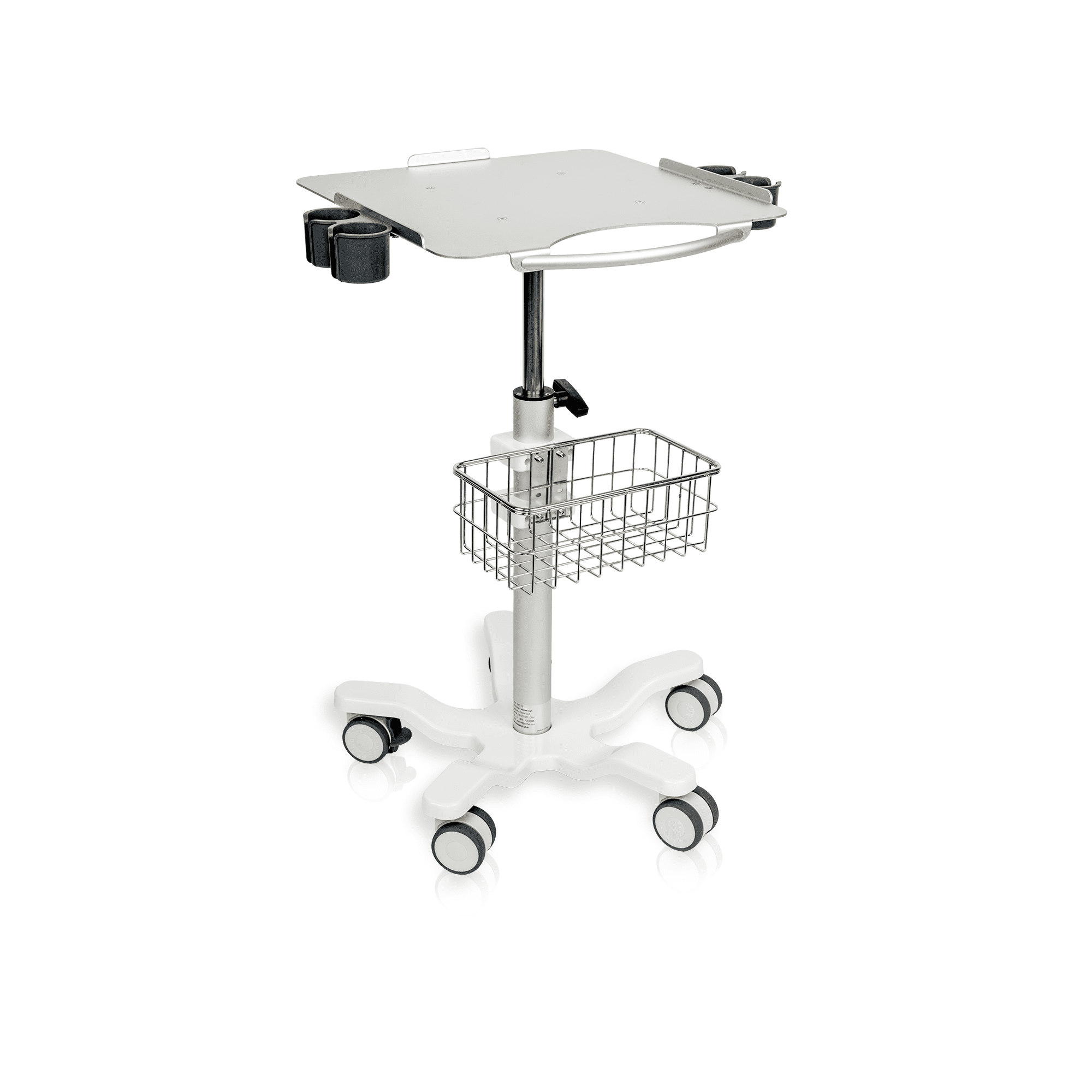 Medical Cart Mobile Trolley Cart with Wheels 22.4"-35.4" Height Adjustable Stainless Steel Dental Cart Rolling Desktop Lab Cart with 16.5" 16.5" Large Tabletop
