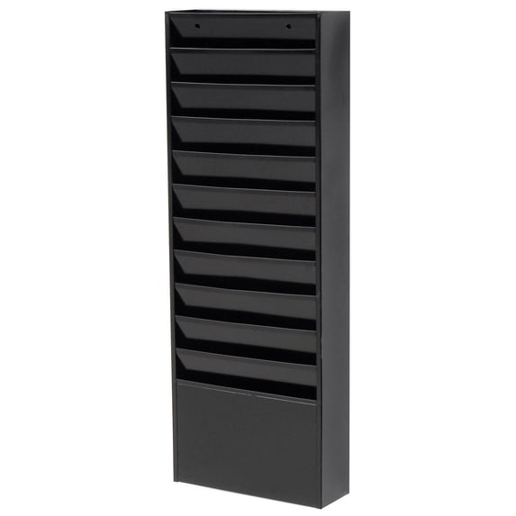Medical Chart Hanging Wall File Holder, 11 Pockets, Black