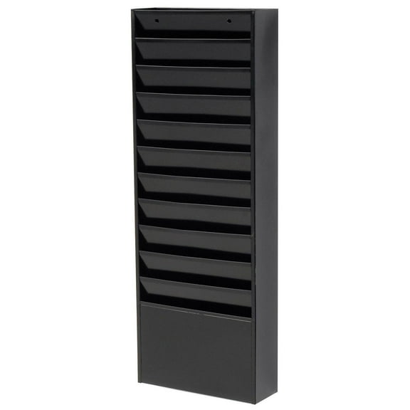 Medical Chart Hanging Wall File Holder, 11 Pockets, Black