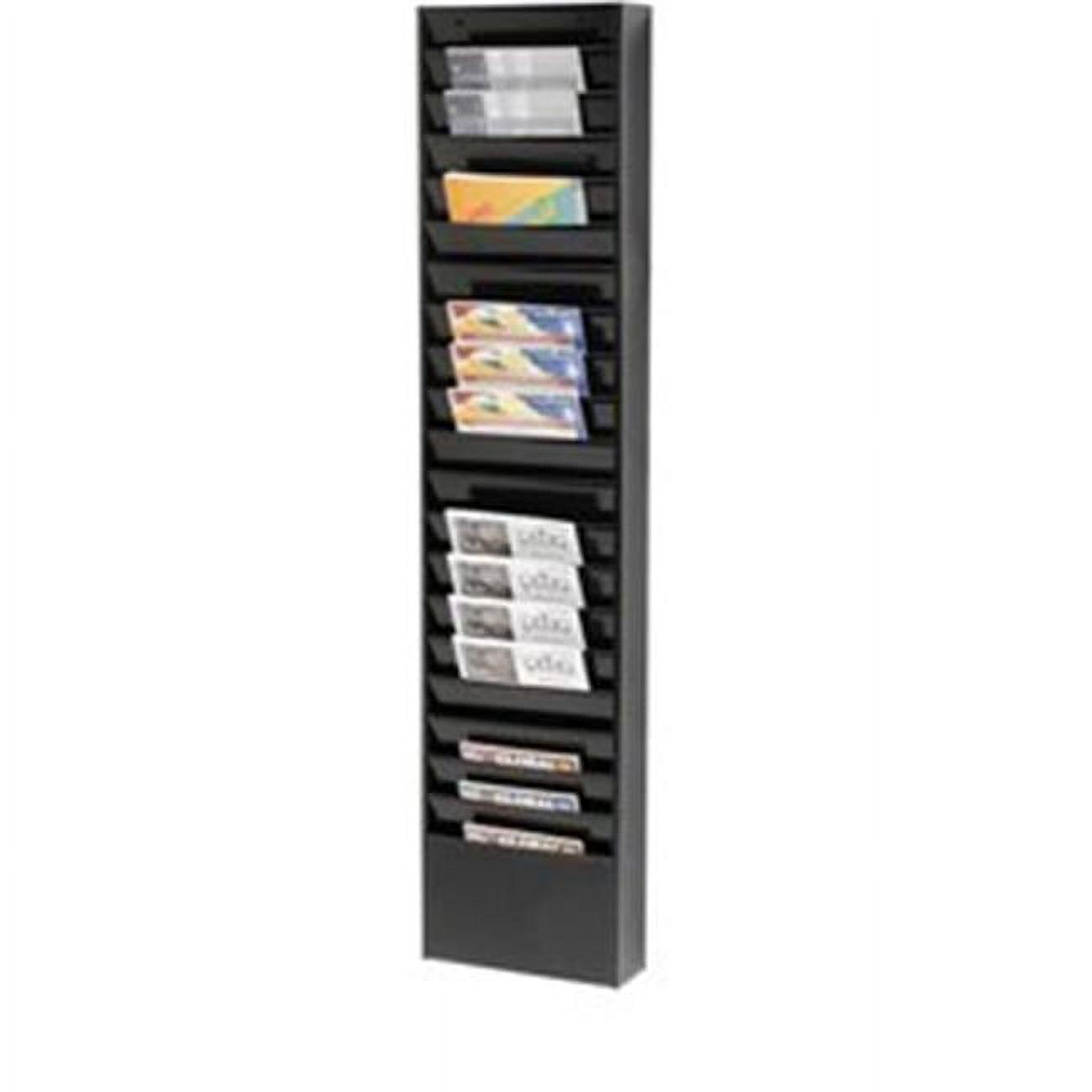 Medical Chart Hanging Wall File Holder, 20 Pockets, Black, Office Mount