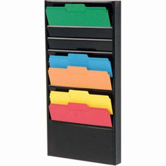 Medical Chart Hanging Wall File Holder, Black - 10 Pockets