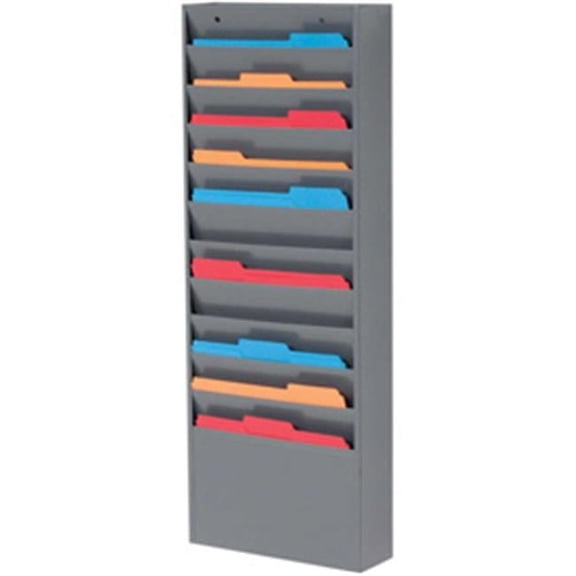 Medical Chart Hanging Wall File Holder - Gray - 11 Pockets