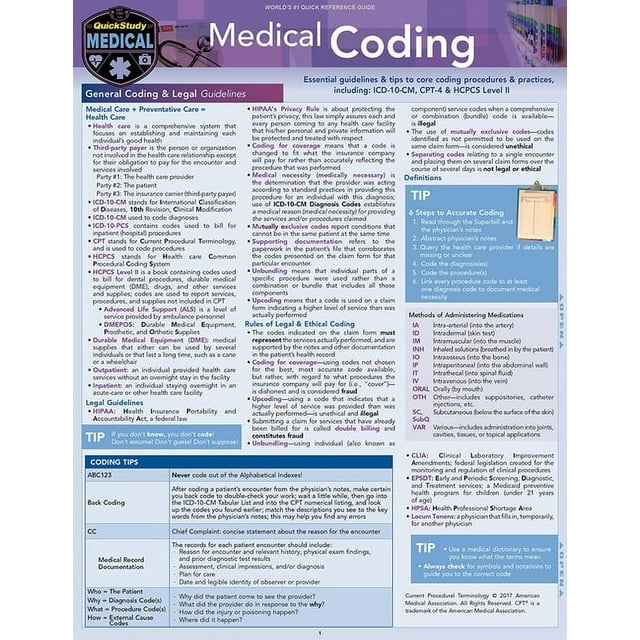 Medical Coding: A Quickstudy Laminated Reference Guide (Other ...