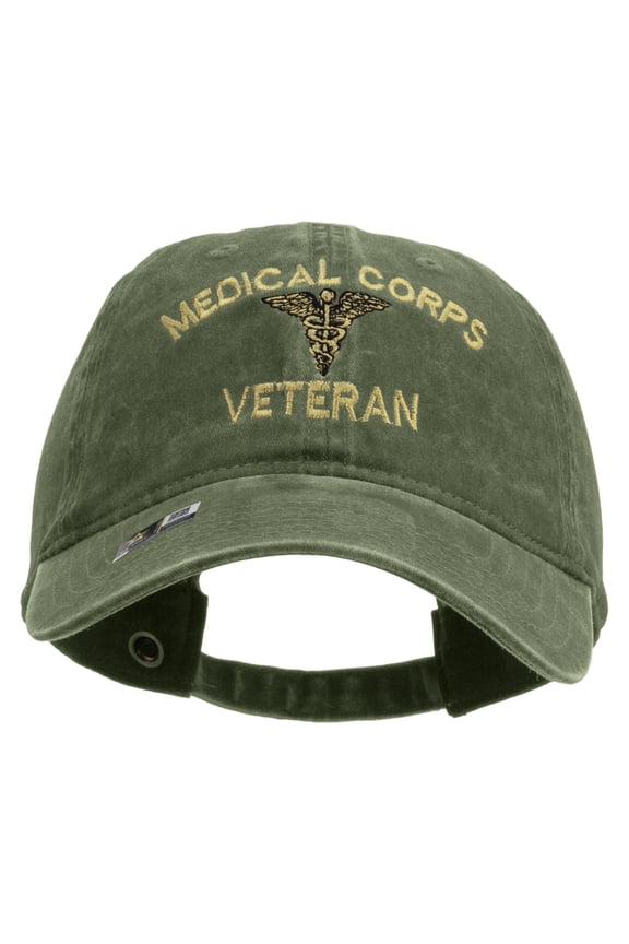 Medical Corps Embroidered Washed Buckled Cap - Olive OSFM