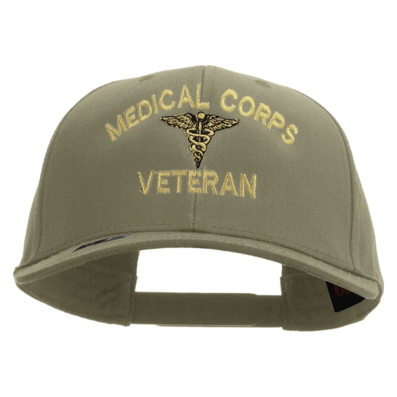Medical Corps Veteran Embroidered Solid Cotton Twill Pro Style Cap - Khaki OSFM