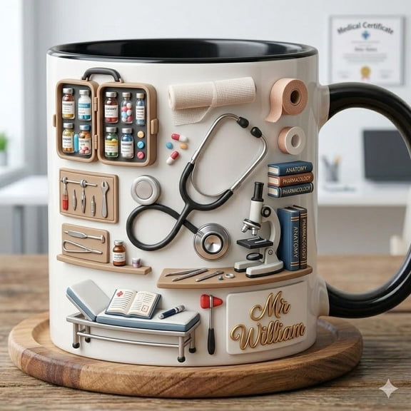 Medical Doctor Accent Mug, Custom Name Nursing Coffee Cups, Medical School Graduate Gift, Personalized Dr Mug with Name, Gift For Nurse