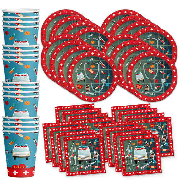 Medical- Doctor & Nurse Birthday Party Supplies Set Plates Napkins Cups Tableware Kit for 16